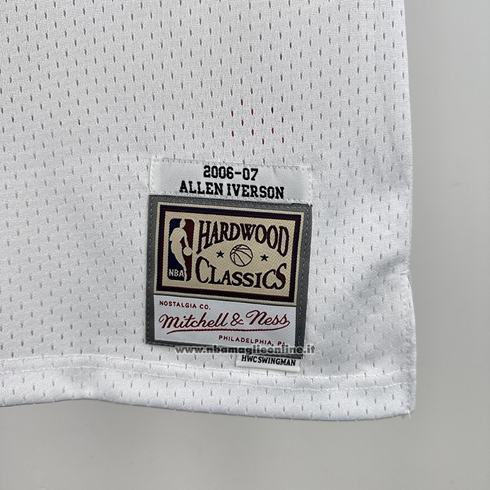 Maglia Denver Nuggets Allen Iverson No 3 Mitchell & Ness 2006-07 Bianco1